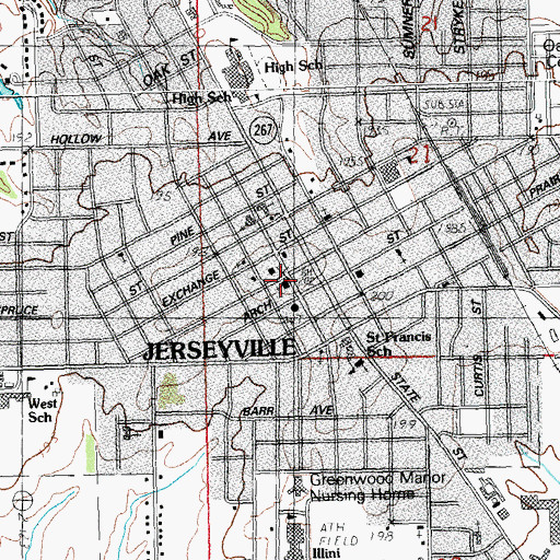 Topographic Map of First Baptist Church of Jerseyville, IL