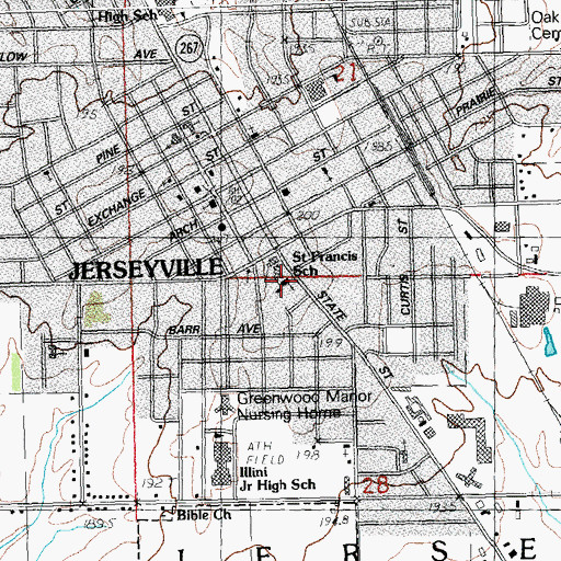 Topographic Map of First Presbyterian Church, IL