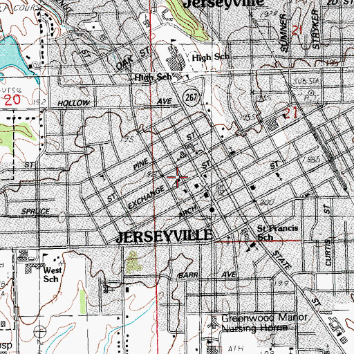 Topographic Map of First United Methodist Church of Jerseyville, IL
