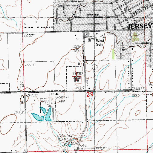 Topographic Map of Jersey Community Hospital, IL