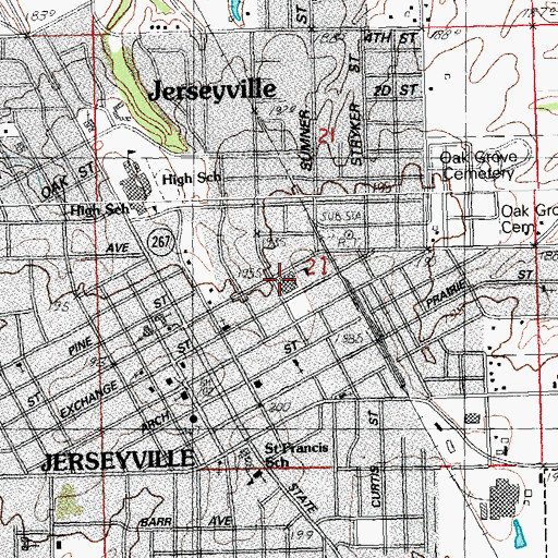 Topographic Map of Jerseyville East Elementary School, IL