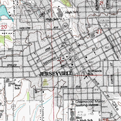 Topographic Map of Jerseyville Public Library, IL