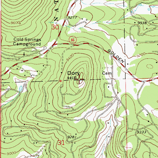 Topographic Map of Dory Hill, CO