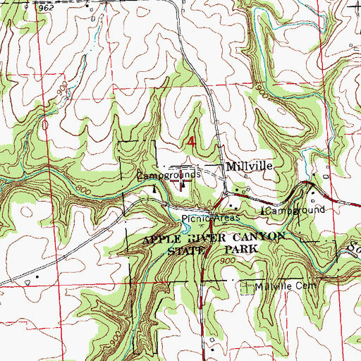 Topographic Map of Canyon Ridge Camping Area, IL