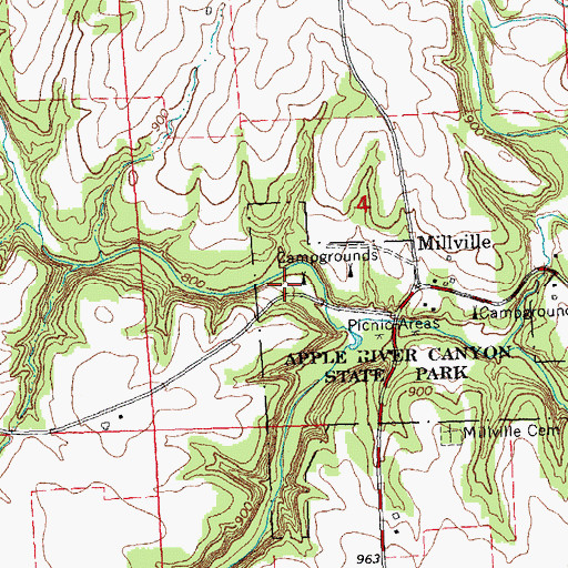 Topographic Map of Devils Hollow Picnic Area, IL