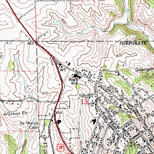 Topographic Map of Galena High School, IL
