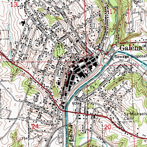 Topographic Map of Galena Historic District, IL