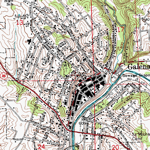 Topographic Map of Grace Episcopal Church, IL