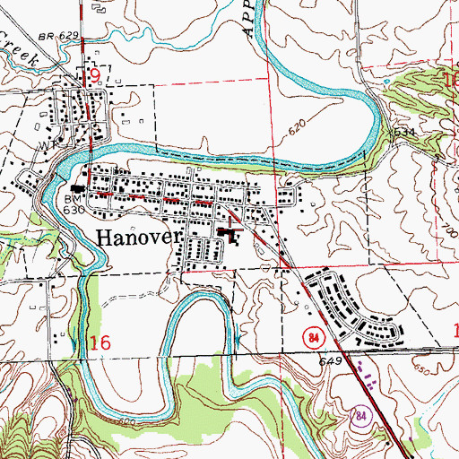 Topographic Map of Hanover Elementary School, IL