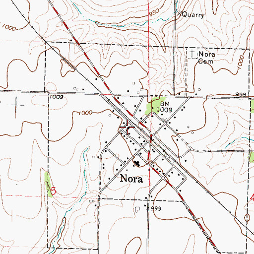 Topographic Map of Nora Community Church, IL