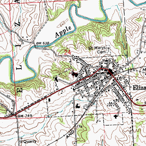 Topographic Map of River Ridge High School, IL