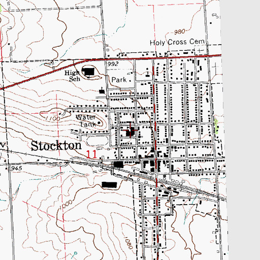 Topographic Map of Stockton Elementary School, IL