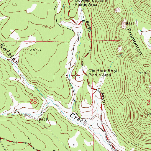 Topographic Map of Ole Barn Knoll Picnic Area, CO