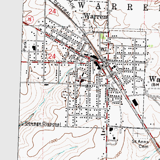 Topographic Map of Warren Senior High School, IL