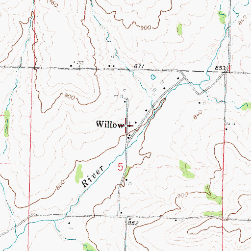 Topographic Map of Willow United Methodist Church, IL