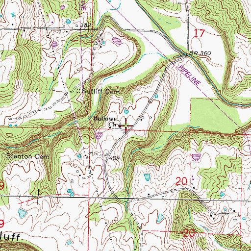 Topographic Map of Ballowe School (historical), IL