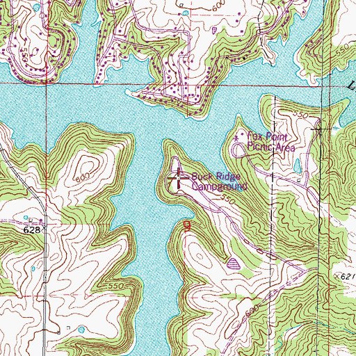 Topographic Map of Buck Ridge Campground, IL