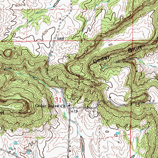 Topographic Map of Cedar Bluff School (historical), IL