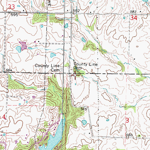 Topographic Map of County Line Church (historical), IL