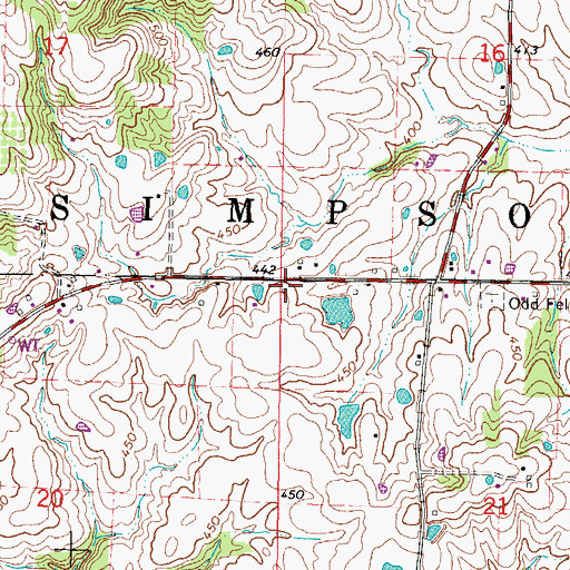 Topographic Map of Crossroads School (historical), IL