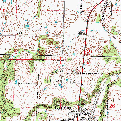 Topographic Map of Cypress Creek Post Office (historical), IL