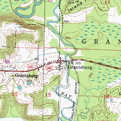 Topographic Map of Grantsburg Post Office, IL