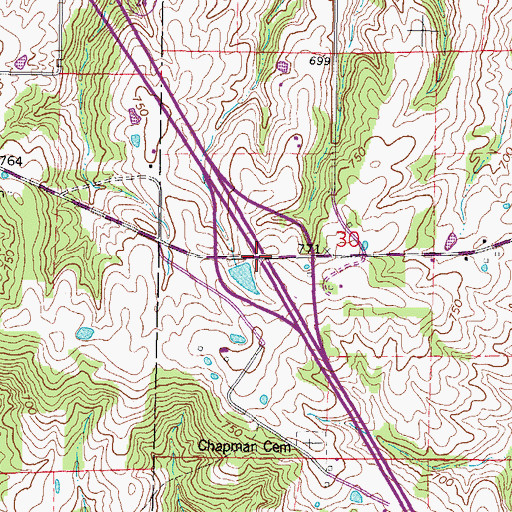 Topographic Map of Interchange 7, IL