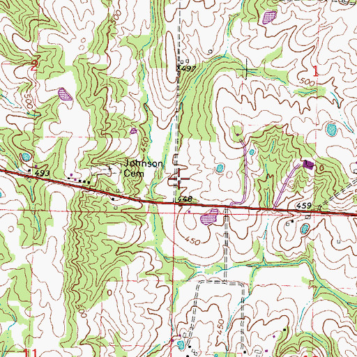 Topographic Map of Johnson School (historical), IL