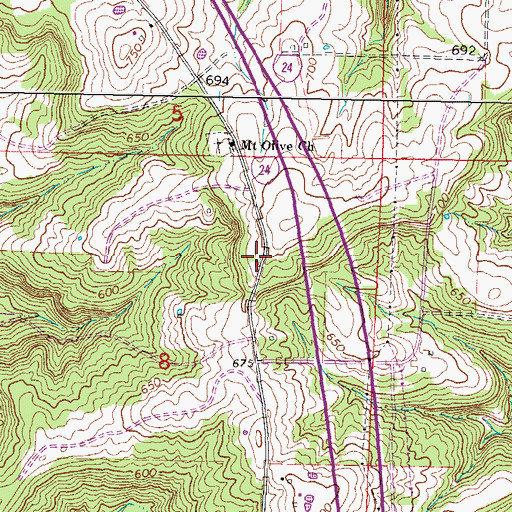 Topographic Map of Mount Olive School (historical), IL