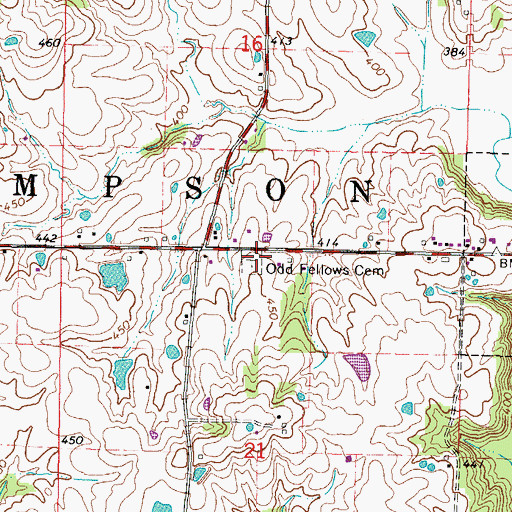 Topographic Map of Odd Fellows Cemetery, IL