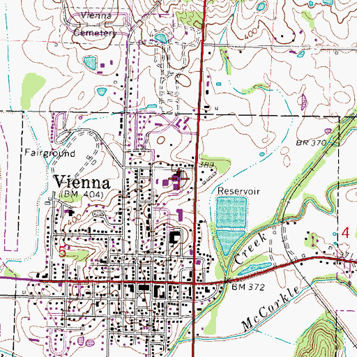 Topographic Map of Vienna High School, IL