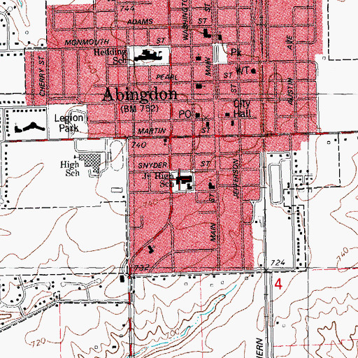 Topographic Map of Abingdon Junior High School, IL