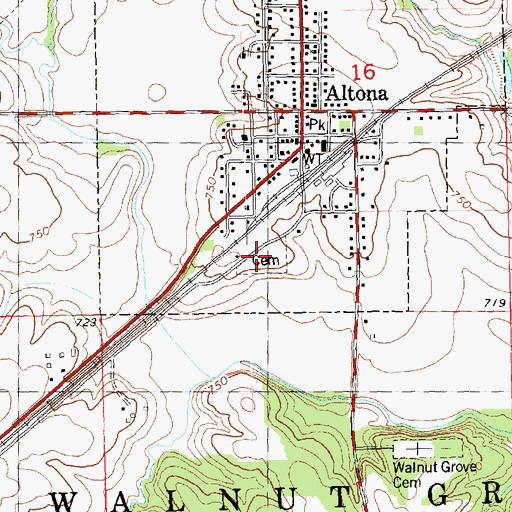 Topographic Map of Altona Cemetery, IL