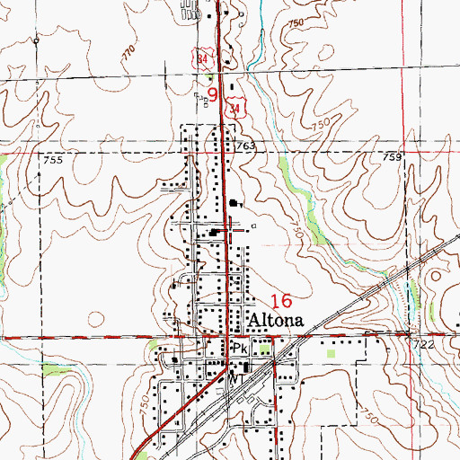 Topographic Map of Altona Elementary School, IL