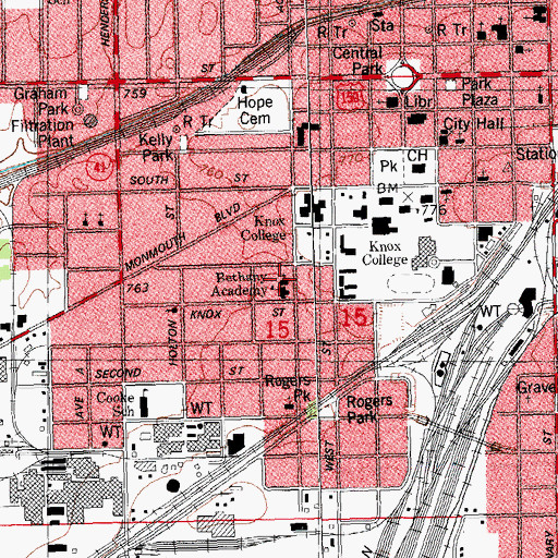 Topographic Map of Bethany Baptist Church, IL