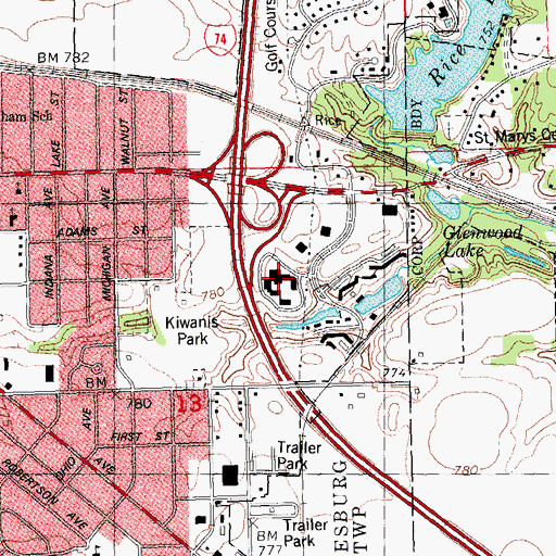 Topographic Map of Bridlecreek Shopping Center, IL