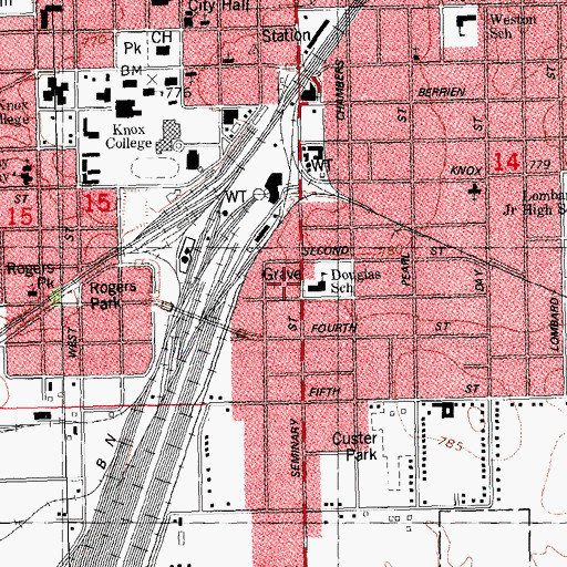 Topographic Map of Carl Sandburg Birthplace Historic Site, IL