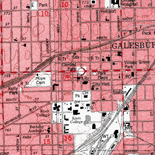 Topographic Map of Central Congregational Church, IL