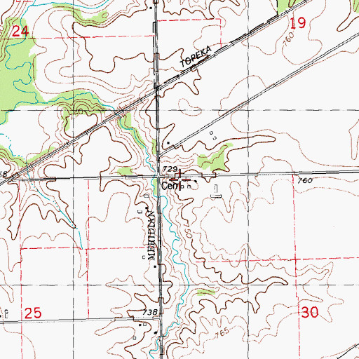 Topographic Map of Clay Cemetery, IL