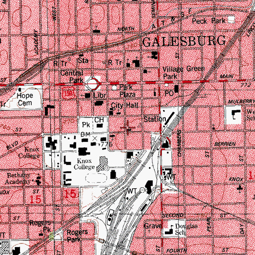Topographic Map of Corpus Christi Roman Catholic Church, IL