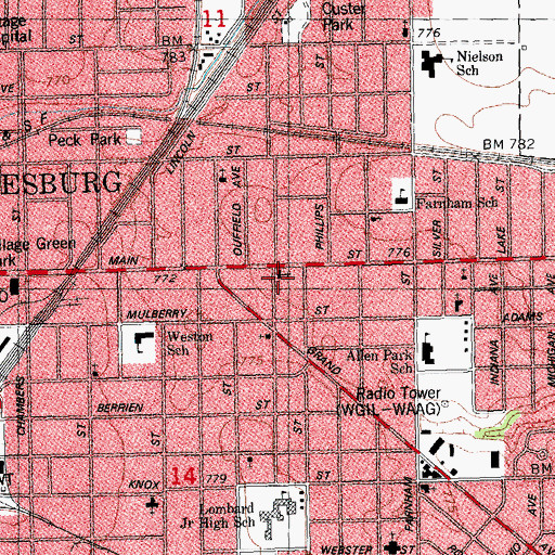 Topographic Map of East Main Congregational United Church of Christ, IL