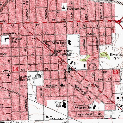 Topographic Map of Galesburg Fire Department Station 2, IL