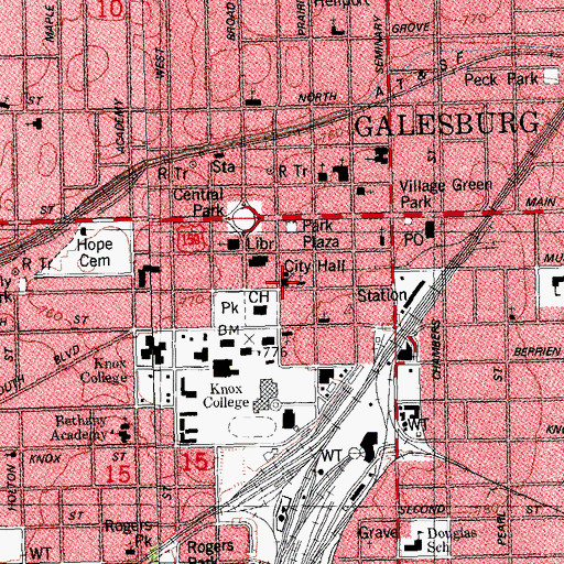 Topographic Map of First Baptist Church, IL
