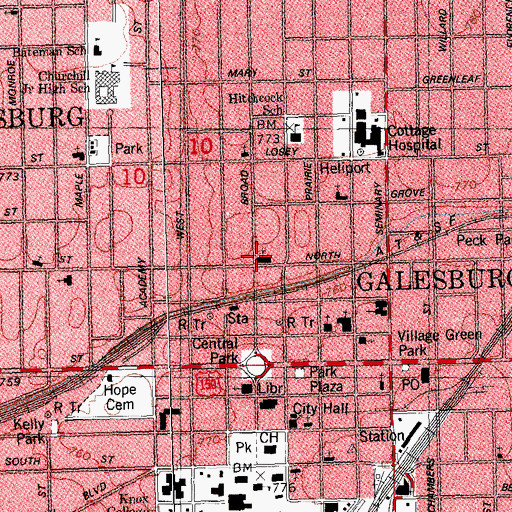 Topographic Map of First Christian Church, IL