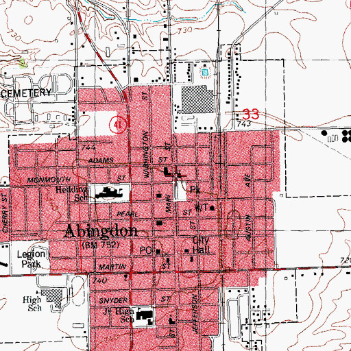 Topographic Map of First Church of the Nazarene, IL