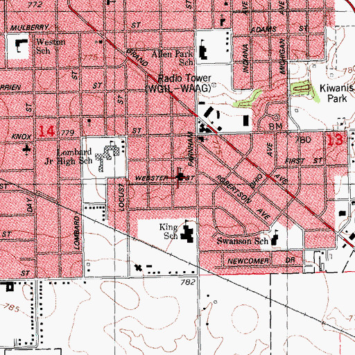 Topographic Map of First Church of the Nazarene, IL