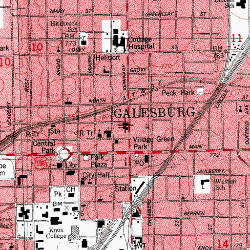 Topographic Map of First Lutheran Church, IL