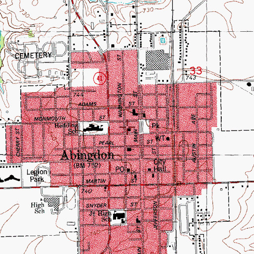 Topographic Map of First Methodist Church, IL
