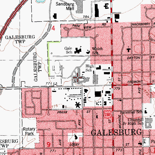 Topographic Map of Galesburg High School, IL