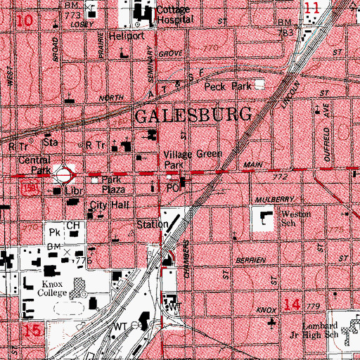 Topographic Map of Galesburg Post Office, IL